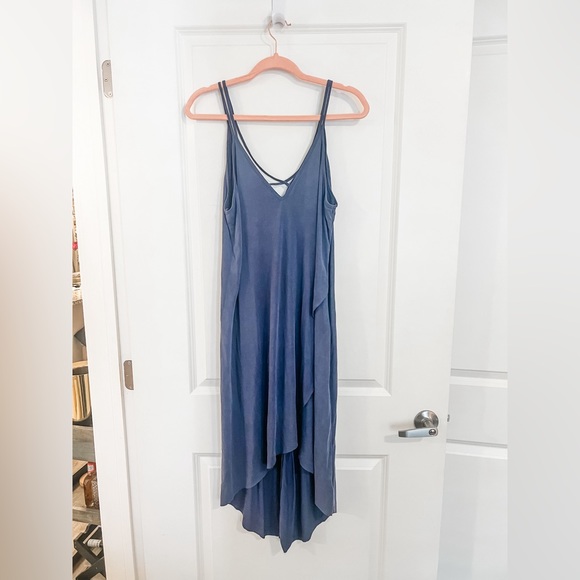 Lush Blue High-Low Stepped Hem Strappy Maxi Dress Size Small - Picture 5 of 8